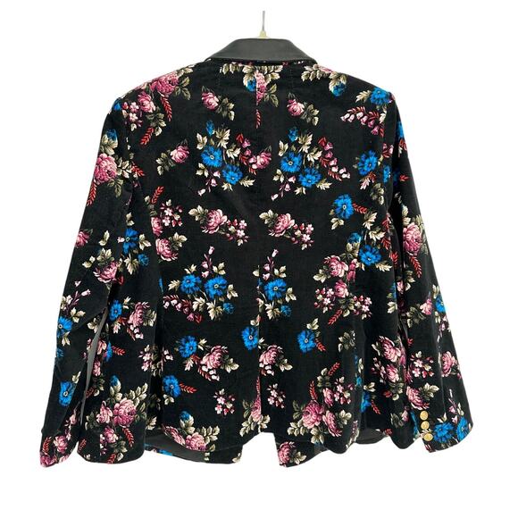 Lane Bryant New! Velvet Blazer Black Pink & Blue Floral Coquette Steampunk 22P - Picture 2 of 13